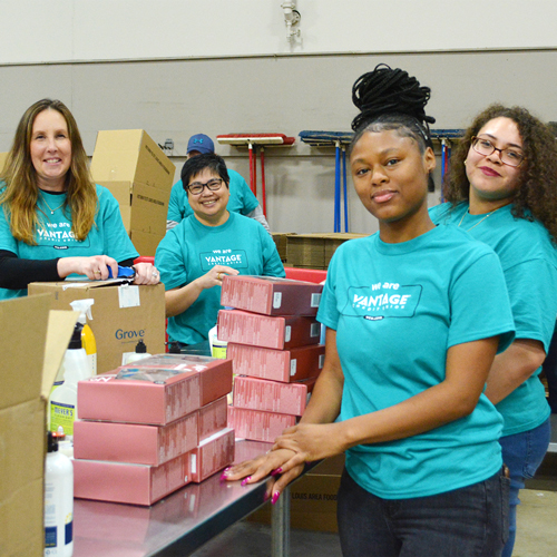 Volunteers working at a foodbank
