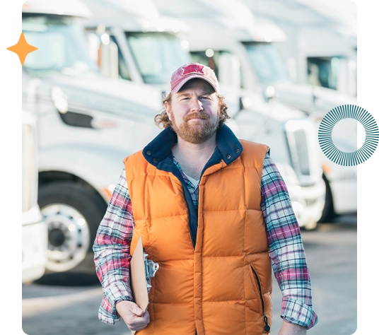 Man standing in front of vehicle fleet