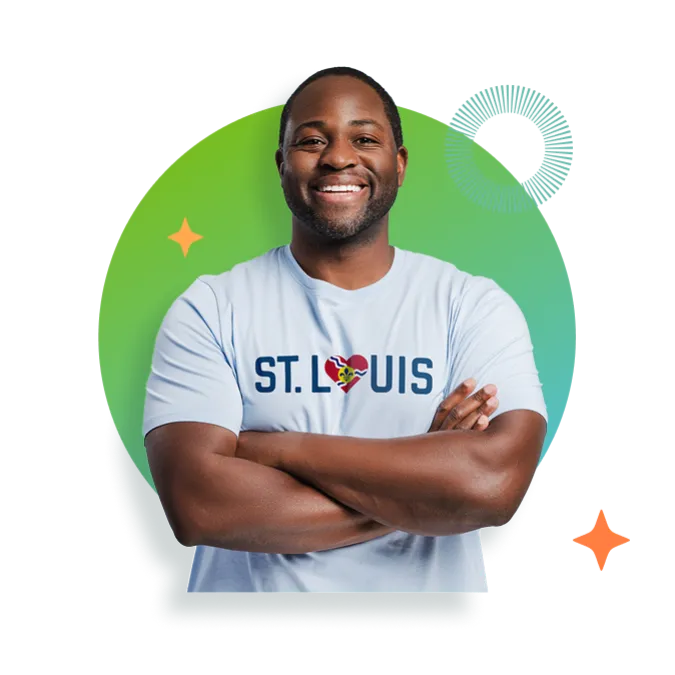 A man wearing a St. Louis Shirt